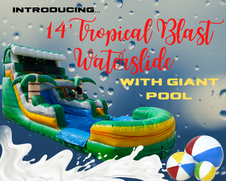 14’ Tropical Blast Waterslide with Giant Pool